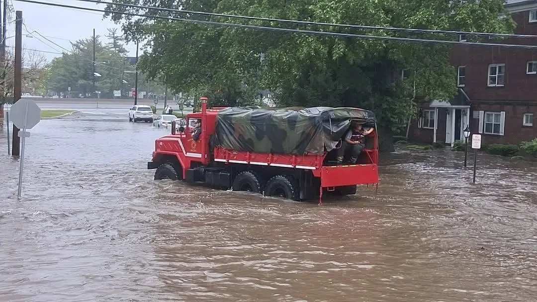 Photo of high water rescues taking place in Hackensack during the urban flooding event on September 13. Photo courtesy of the Hackensack Fire Department. 